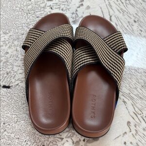 Rothy's Tan and Black Weekend Slides”. - like new!
